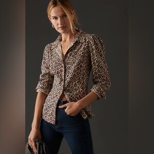 Anthropologie Pilcro Corset Blouse Top XS Women Casual Buttondown Shirt